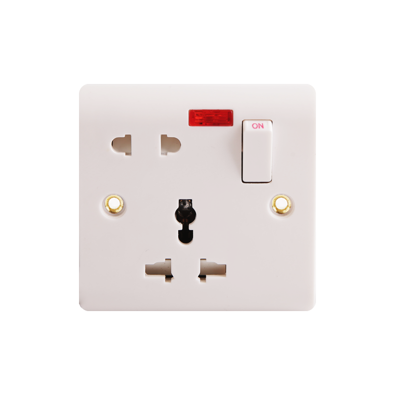 Soquete de 2 pinos 16A + soquete de baquelite multifuncional com neon HK6416HN-UN e interruptor